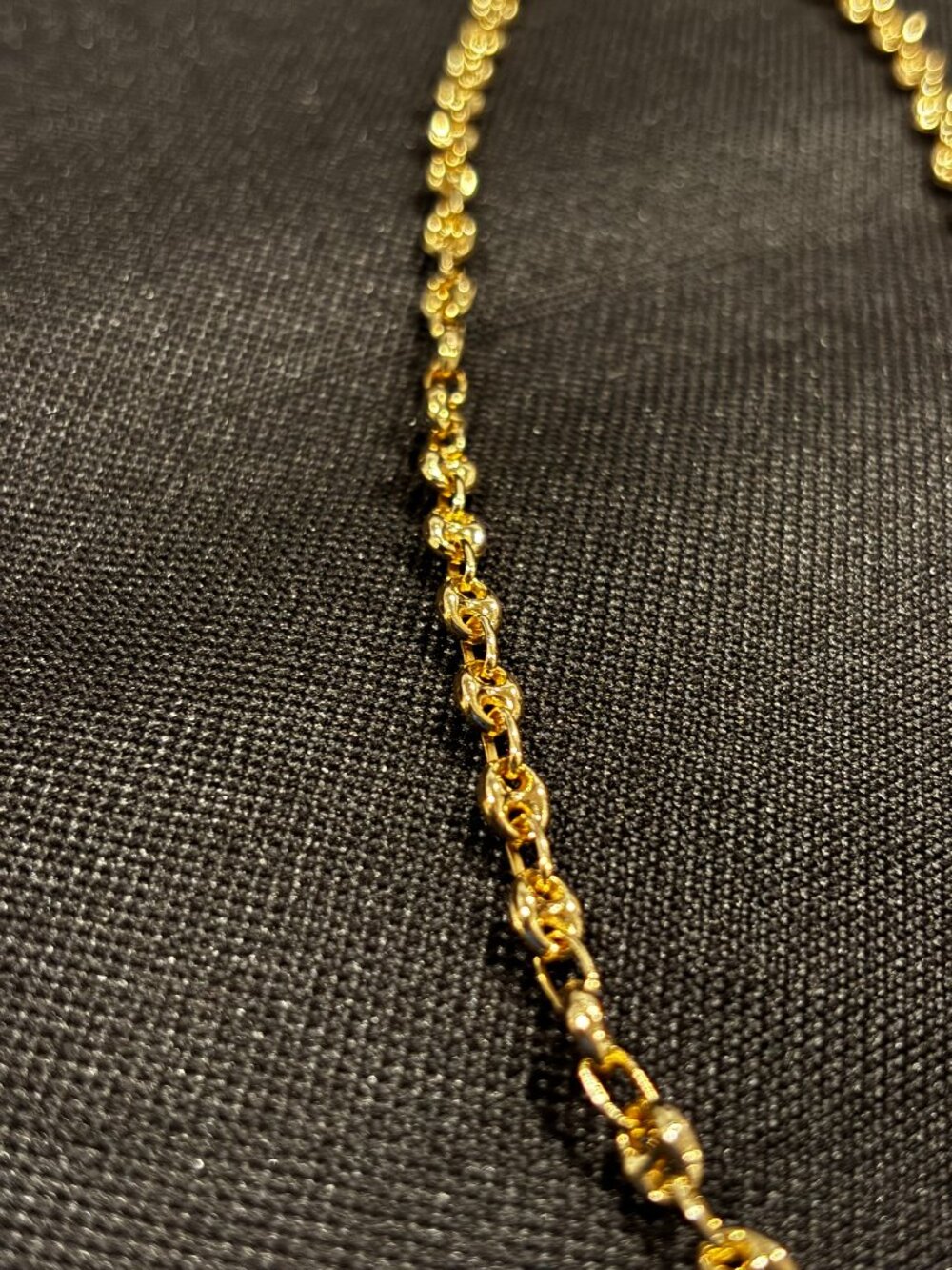 14K Solid Yellow Gold Italian Puffed Mariner Link Chain Necklace 18"